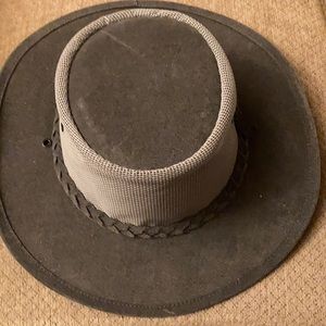 Gray western hat.